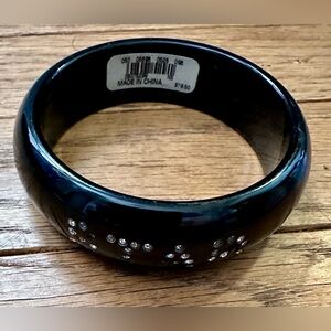 Express Black Resin Rhinestone Bangle Bracelet